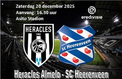 Nederlaag in laatste wedstrijd van 2025 voor Heracles Almelo